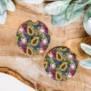 Tropical Papaya Car Coaster Set | Papaya Car Accessories